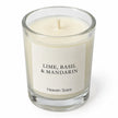Heaven Scent Lime, Basil & Mandarin Small Candle, close-up of cream wax and the unlit wick