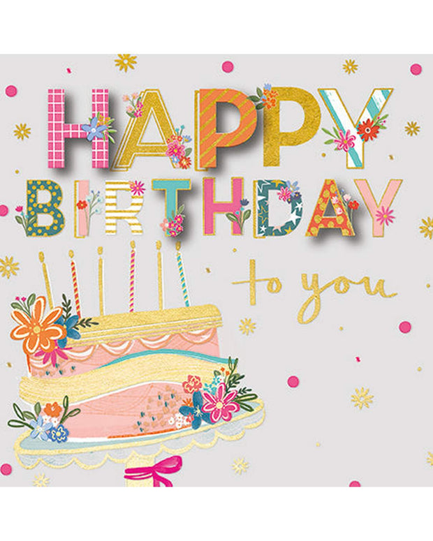 Female birthday card featuring a floral celebration cake design from Ling Design's Line Extensions 2026 collection.