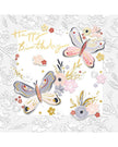 Female birthday card featuring fluttering design by Ling Design, part of the 2026 line extensions, with colorful illustrations.