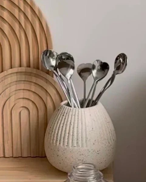 Long Latte Coffee Spoon Silver Hearts - Kitchen & DiningKitchen & Dining - Lulu Loves Home