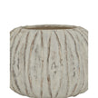 Large round Fin vase by Hill Interiors, featuring a sleek modern design in a neutral finish, suitable for elegant home decor.