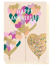 Louise Tiler anniversary greeting card featuring gold hearts and elegant design, perfect for celebrating special occasions.