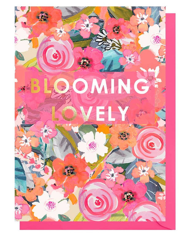 Birthday card by Louise Tiler featuring colorful floral design with "Blooming Lovely" greeting, perfect for celebrating special occasions.