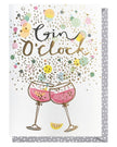 Louise Tiler Gin O'clock birthday greeting card featuring playful typography and a festive design for celebrations.