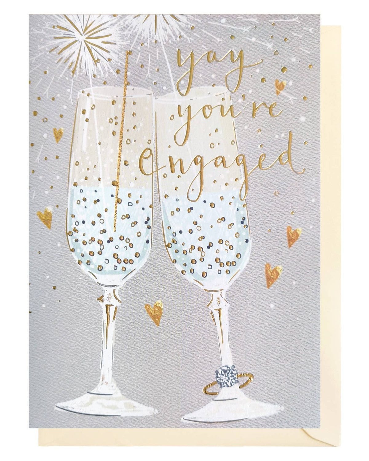 Engagement greeting card by Louise Tiler featuring illustrated glasses and celebratory design for special engagement moments.