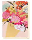 Get Well Soon greeting card by Louise Tiler featuring colorful flower illustrations for expressing well wishes.