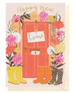 Louise Tiler new home greeting card featuring a door and flowers design, perfect for celebrating a housewarming or new residence.