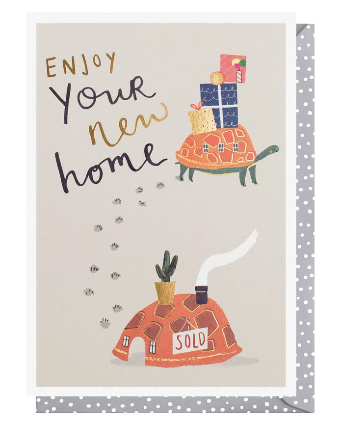 Louise Tiler New Home Card featuring a charming turtle illustration, perfect for sending warm congratulations.