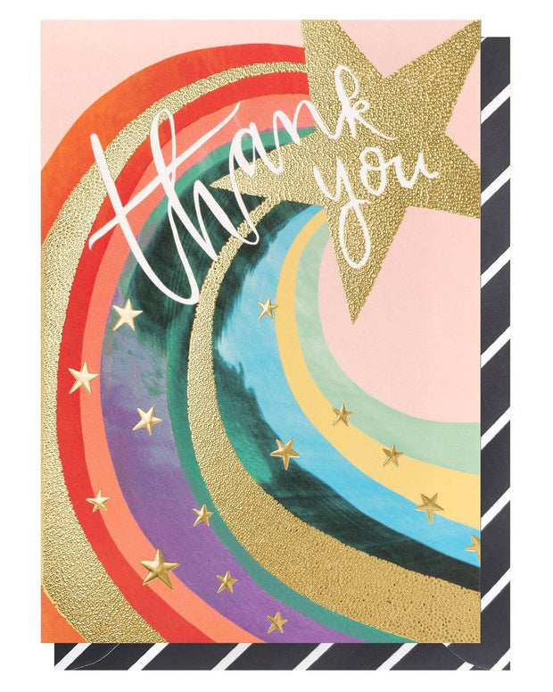 Thank you Louise Tiler greeting card featuring a star and rainbow design, perfect for expressing gratitude in a cheerful way.