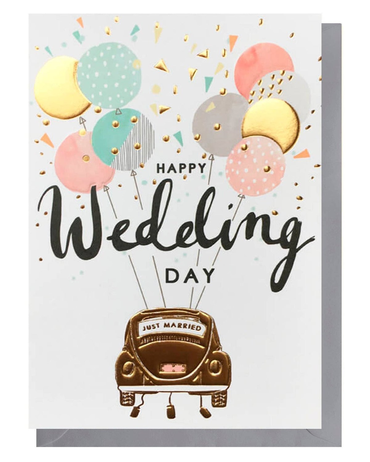 Wedding greeting card by Louise Tiler featuring a charming illustration of a wedding car for special occasions.