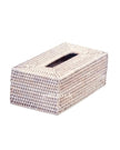 Lows Rattan Oblong Tissue Box for home decor, featuring a natural rattan woven design and a rectangular shape.
