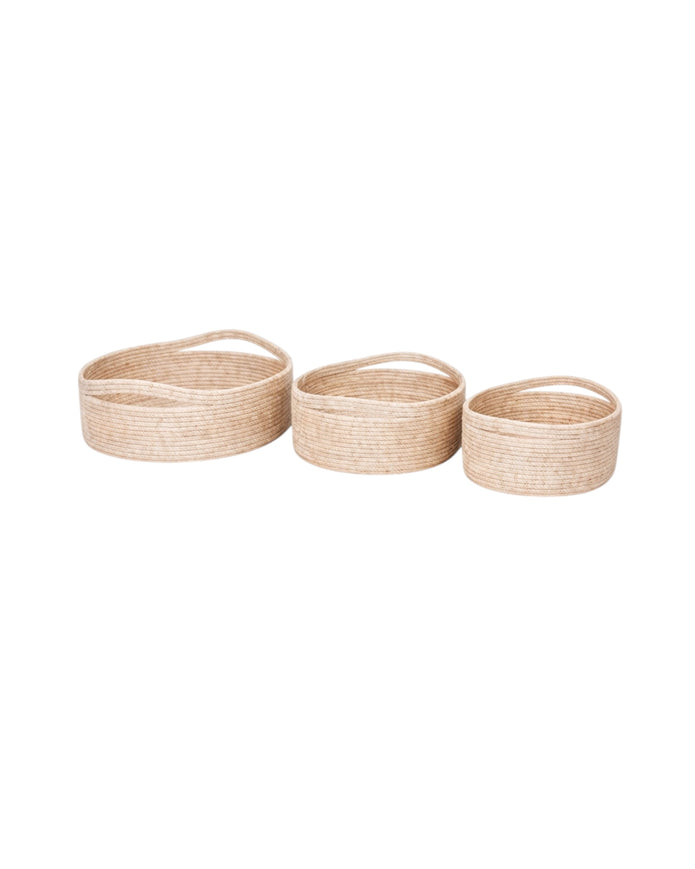 Large oval rattan storage baskets by Lows, stylish home decor organizers with woven natural rattan material.