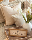 Lows rattan rectangle footed tray with handles for home decor, featuring a natural woven design and sturdy footed base.