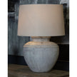 Hill Interiors Ludlow Extra Large Ribbed Stone Lamp, stylish lighting fixture with textured surface and modern design.