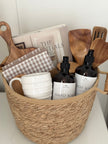 Spring themed New Home Gift Basket by Lulu Loves Home with decorative items and cozy essentials for celebrating a new home.