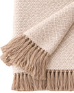 Beige Malini cotton throw with natural diamond weave, soft furnishings for cozy home decor.
