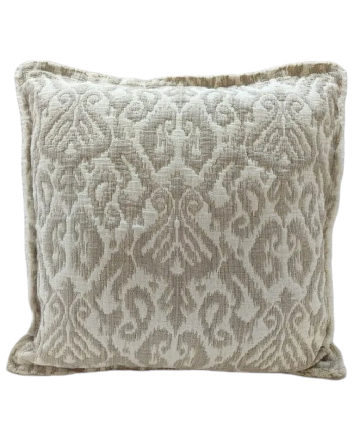 Beige Soft Jacquard Square Linen Cushion Cover by Malini, featuring elegant textured fabric for cozy home decor.