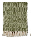 Malini Haven Triangle Green Blanket Throw, soft furnishings with geometric triangle pattern in vibrant green color.