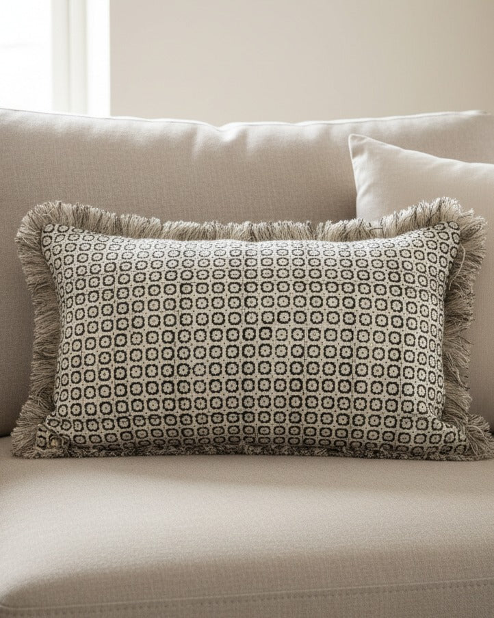 Malini neutral brown Arjun Mocha cushion cover made of soft furnishings fabric, featuring a smooth, stylish design.