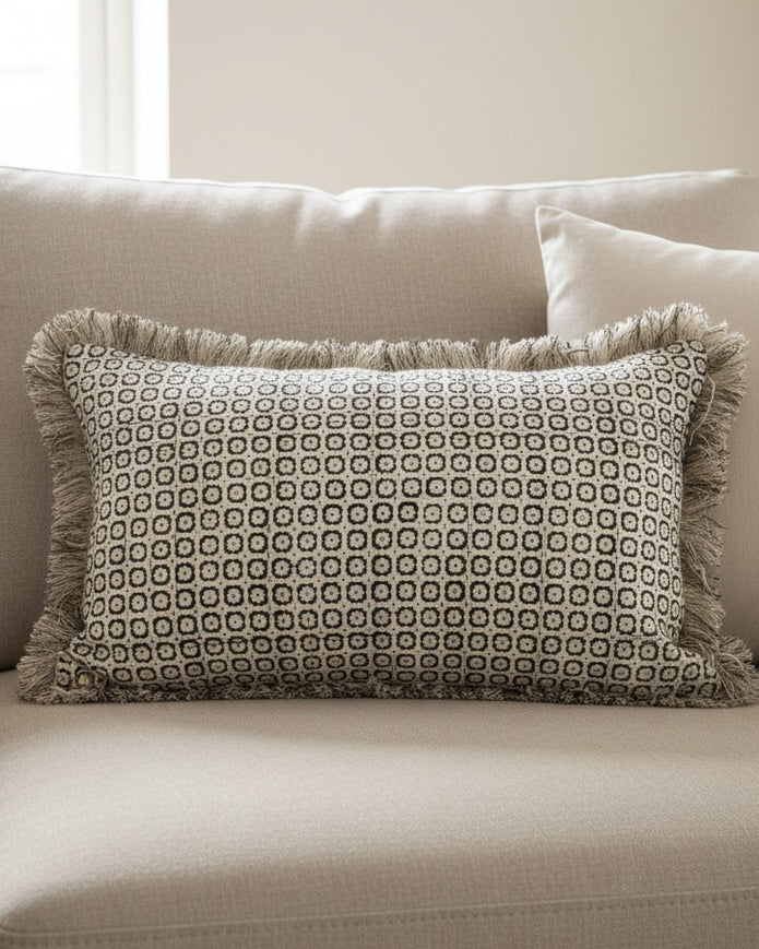 Malini neutral brown Arjun Mocha cushion cover made of soft furnishings fabric, featuring a smooth, stylish design.