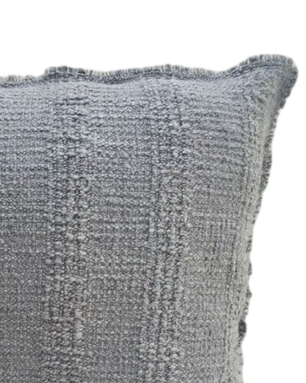 Ocean blue cotton stripe square cushion cover by Malini, showcasing soft furnishings with a vibrant striped pattern.