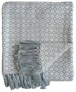 Ocean blue diamond weave cotton throw by Malini, showcasing soft furnishings with a textured, cozy design.