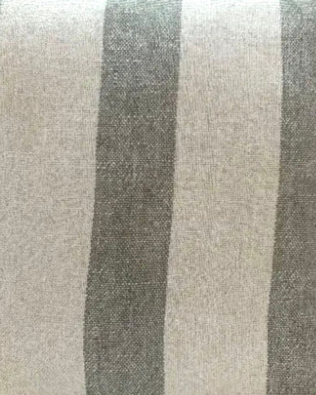 Olive green linen stripe cushion cover by Malini, soft furnishings accessory with textured fabric and stylish striped design.