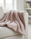 Pale grey floral faux mohair throw blanket from Malini, soft furnishings with a cozy, textured floral pattern.