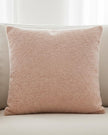 Pink textured cushion cover by Malini, soft furnishings, showcasing a cozy and stylish fabric design for home decor.