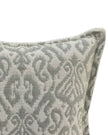 Sage green quilted jacquard square cushion cover by Malini, soft furnishings with textured pattern on fabric.