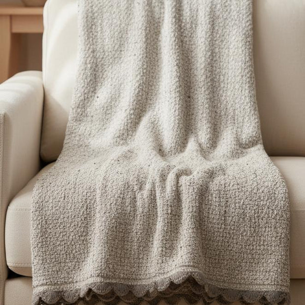 Malini Stello Tactile Beige Natural Blanket Throw, soft furnishings with cozy, textured fabric for comfortable home decor.