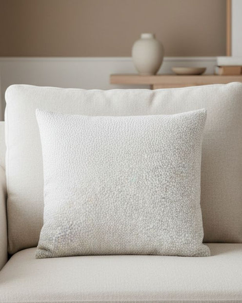 Cream velvet Bingham cushion cover by Malini, soft furnishings with a plush, textured fabric, 45cm x 45cm size.