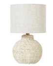 Marseille White Wash Wicker Bulbous Table Lamp With Linen Shade - LightingLighting - Lulu Loves Home