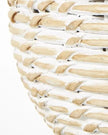 Marseille White Wash Wicker Bulbous Table Lamp With Linen Shade - LightingLighting - Lulu Loves Home