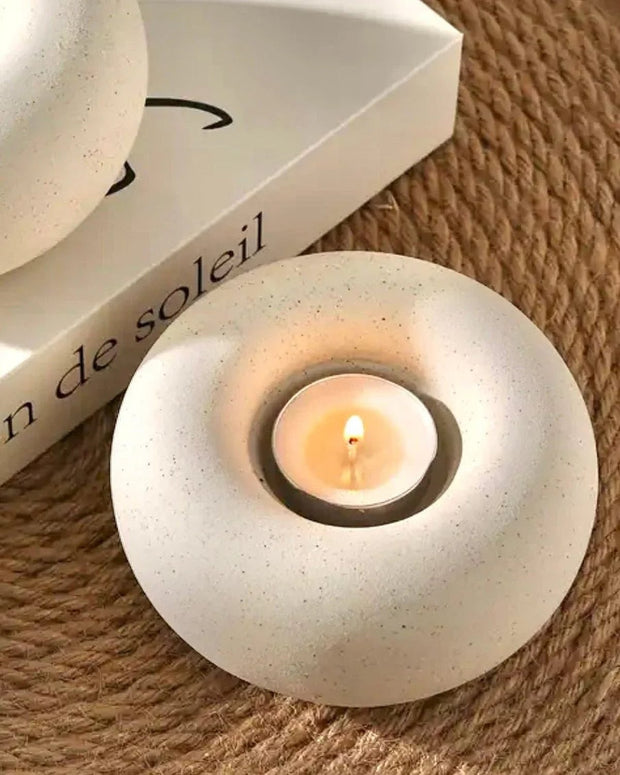 Matt White Donut Tea - light Candle Holder - Home DecorHome Decor - Lulu Loves Home