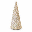Medium cream glazed layered Christmas tree ornament on a white studio background