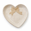 Satchville medium white heart plate with bow detail on a clean studio background