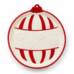 Medium traditional red Christmas bauble plate by Satchville displayed on a white background.