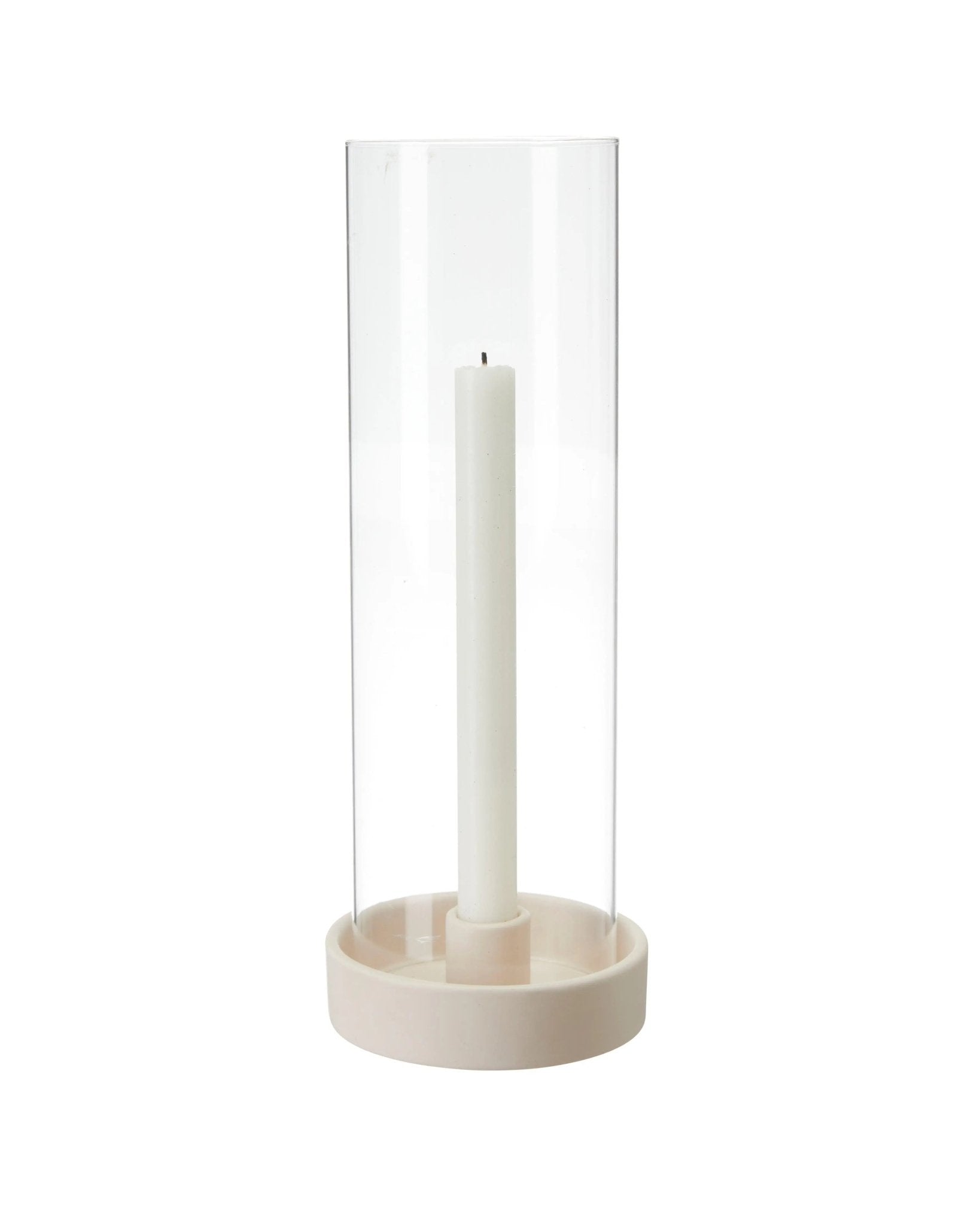 Megan Glass Matt White Hurricane Candleholder - Home DecorHome Decor - Lulu Loves Home