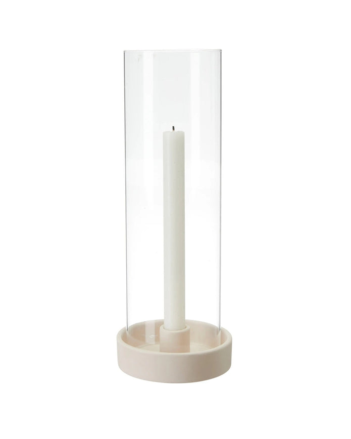 Megan Glass Matt White Hurricane Candleholder - Home DecorHome Decor - Lulu Loves Home