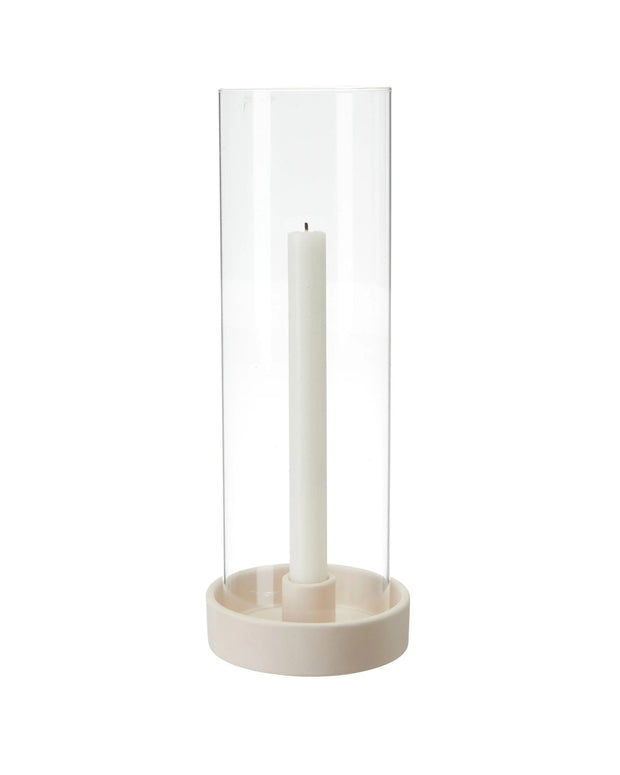 Megan Glass Matt White Hurricane Candleholder - Home DecorHome Decor - Lulu Loves Home