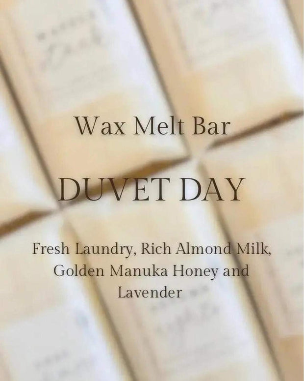 Meleri and Maple Co scented wax melt snap bar in Duvet Day fragrance, showing the colorful rectangular wax pieces.