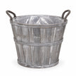 Medium Meon greywashed planter basket with rope handles and clear liner on white