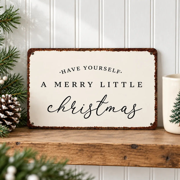 White Christmas sign with "Merry Christmas" message from Starlight Express, festive holiday decor on a shelf.
