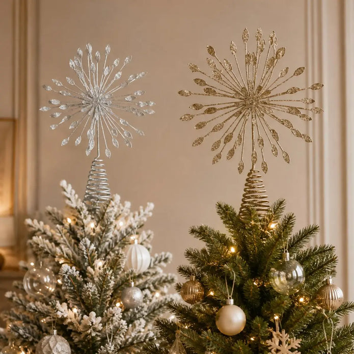 Starburst Metal Christmas Tree Topper, close-up product detail