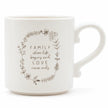 Widdop & Co beige Moments Family ceramic mug for tea and coffee on a white background