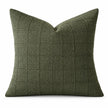 Moss green woven square cushion cover shown from the front on a white studio background.