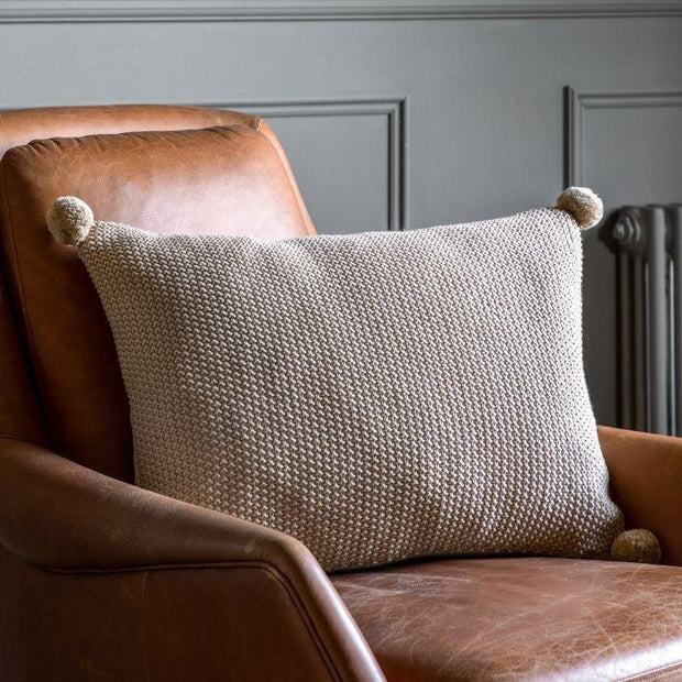 Moss Stitch PomPom Cushion Cover Natural Beige - PRE ORDER FOUR WEEK DELIVERY - Soft FurnishingsSoft Furnishings - Lulu Loves Home