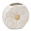 Satchville natural ceramic vase with detailed flower petal design, perfect for floral arrangements or decorative display.