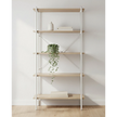 Natural oak five-tier shelving bookcase from Interiors by Premier, showcasing sturdy wood shelves and a sleek design.